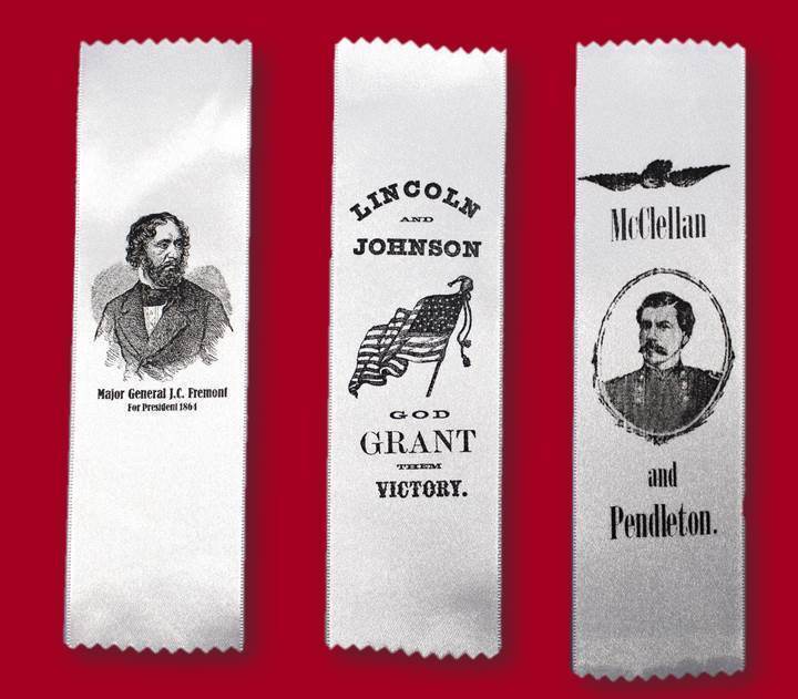 1864 Campaign Ribbon - Lincoln, McClellan or Fremont