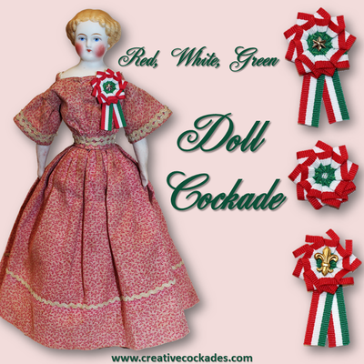 Red, White & Green Doll Cockade