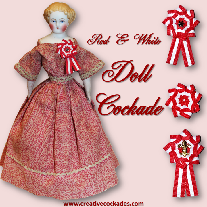 Red & White Doll Cockade