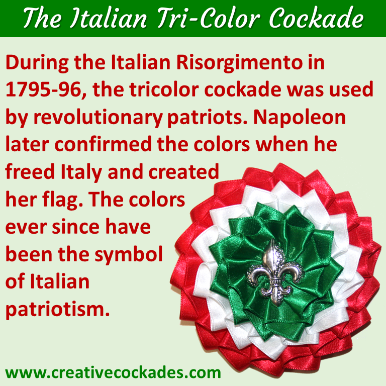Italian Tricolor Cockade with Fleur de Lis