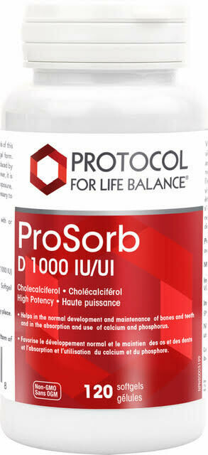 Prosorb D1000 (Vitamin D3) by Protocol for Life Balance