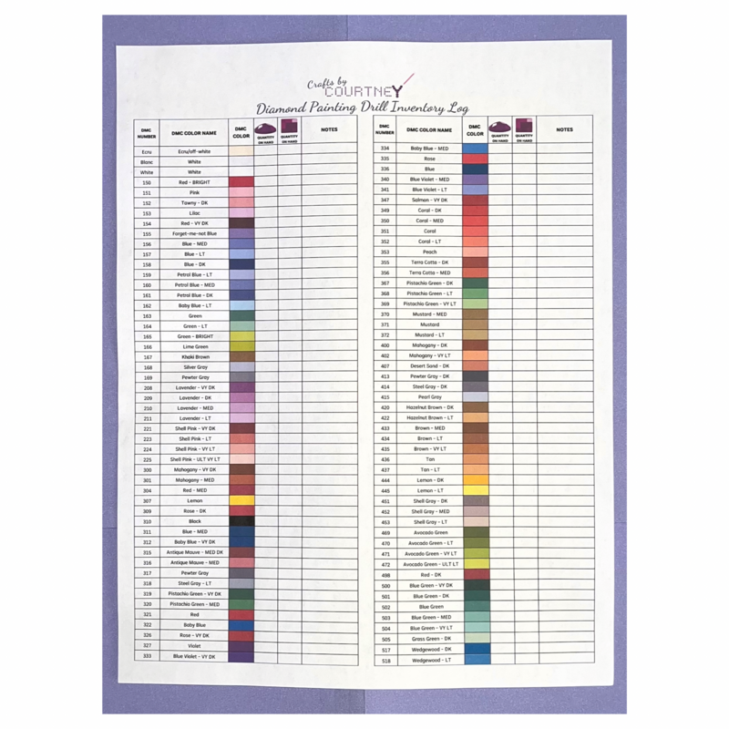 Diamond Painting Drill Inventory Log