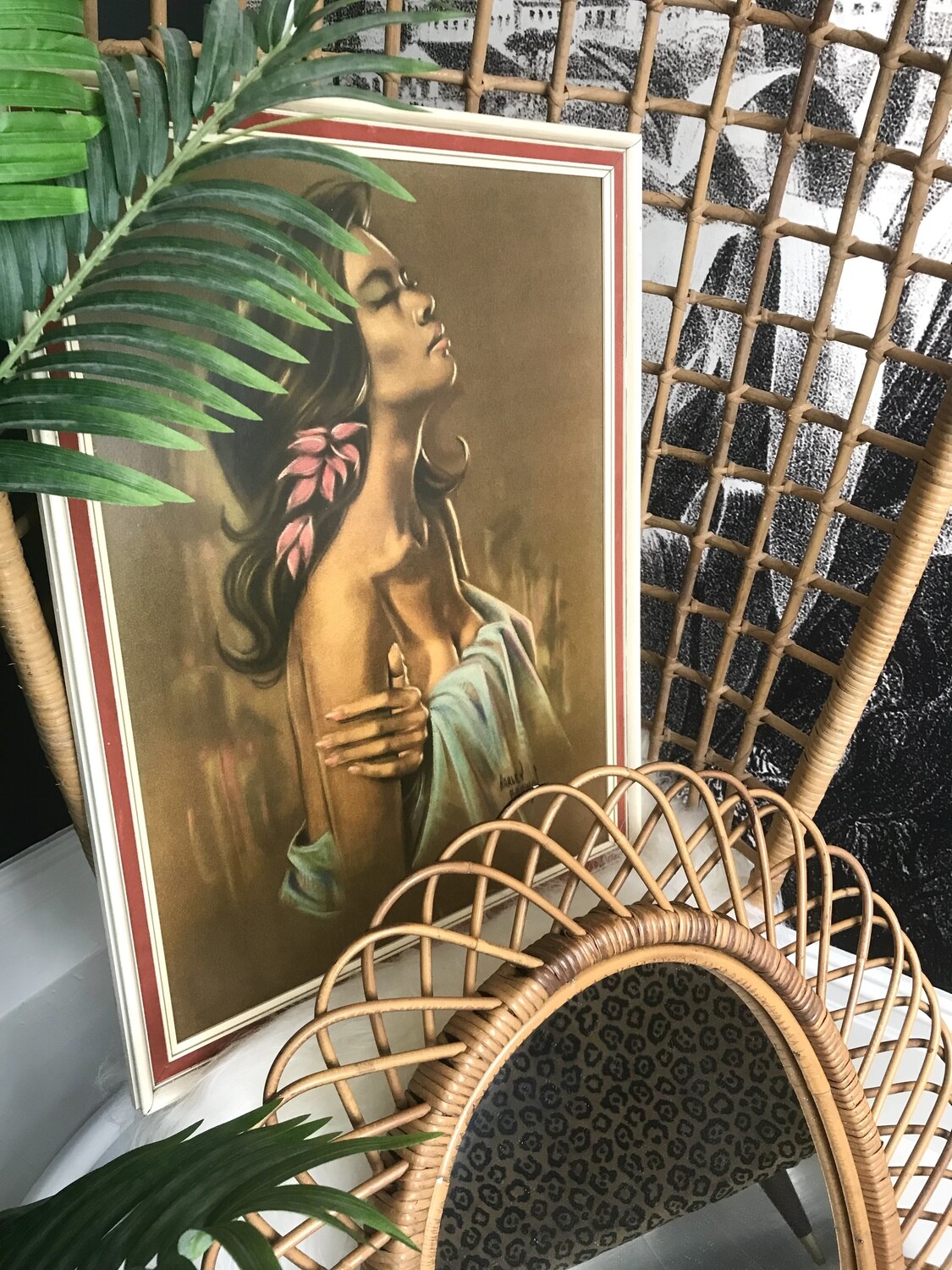 ‘Hawaiian Girl’ By Harley Brown 1965 Paper On Board Print Original Frame
