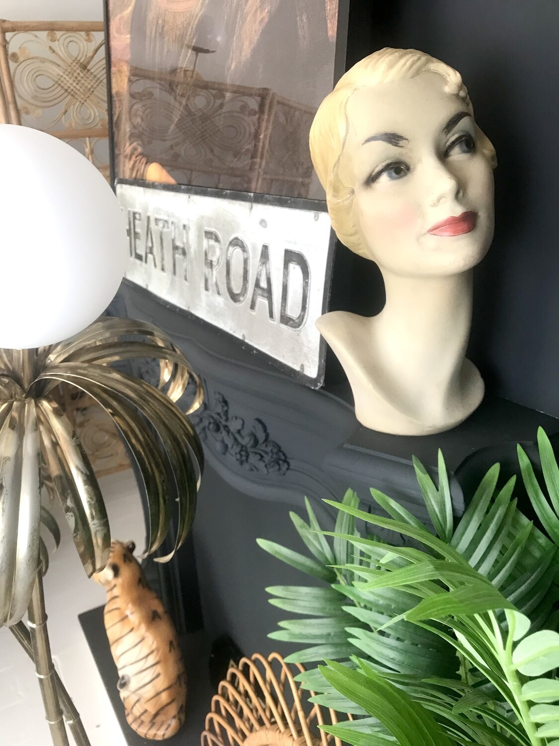 1940s Original Large Plaster Mannequin Bust 15”