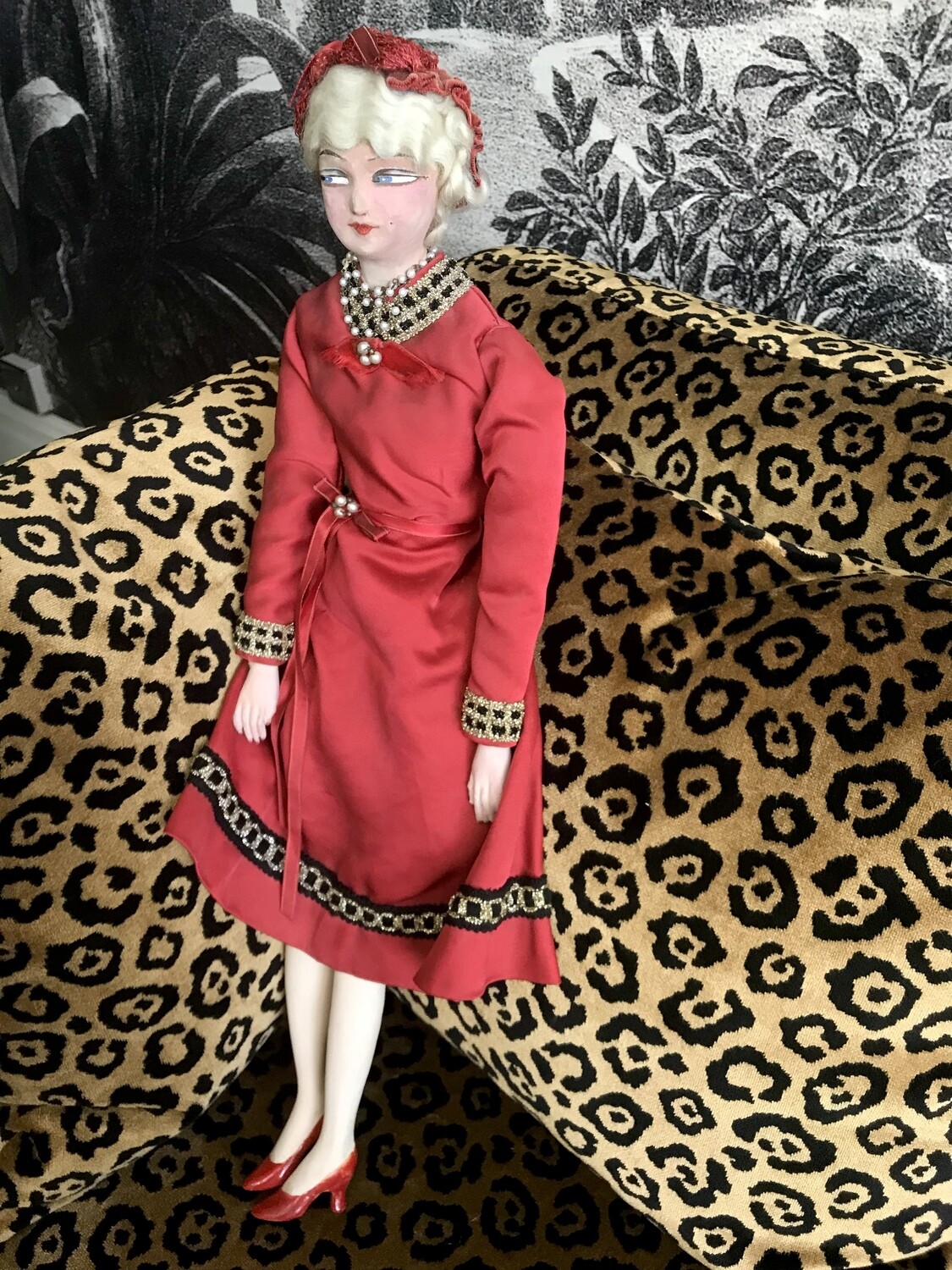 Antique French Rare 1920’s Hand Painted Large Beautiful Character Boudoir Doll 27”