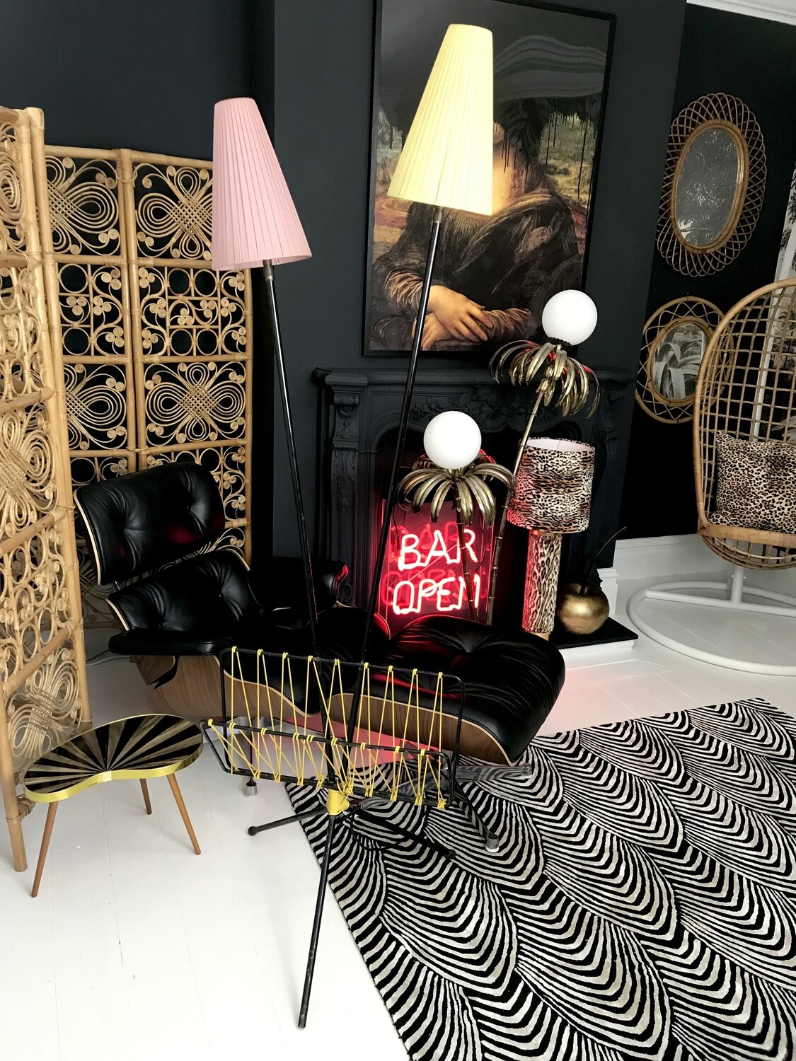 Mid Century 1950s Atomic French Stilnovo Maison Lunel Retro Floor Lamp Mag Rack