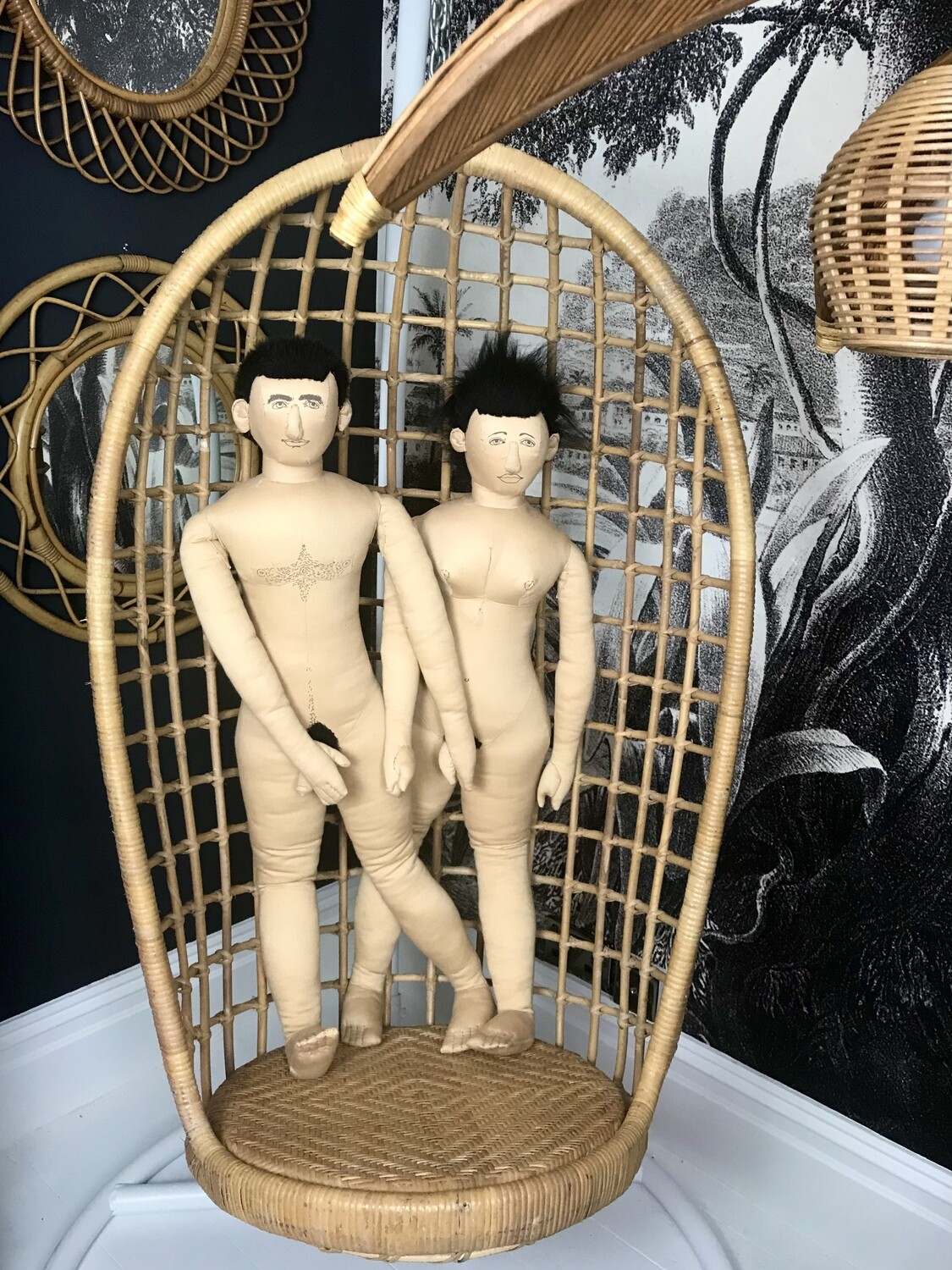 Vintage Sex Education Anatomical Cloth Dolls Dolly And Dick 38”