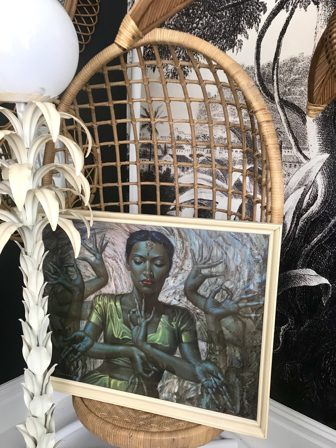 Mid Century 1950’s Tretchikoff RARE Original Large ‘Hindu Dancer’ Glazed Framed Print