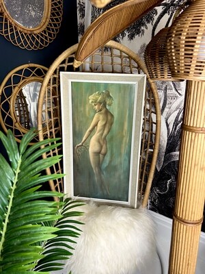 Mid Century 1960’s Original Rare Leo Jansen Large Green Blue Derriere Nude Study Blonde Beauty 33.5”