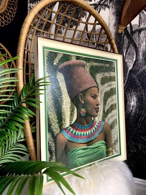 Mid Century SUPER RARE Tretchikoff 1957 Original ‘First Wife Of The Zulu Chief’ Framed Print True Colours