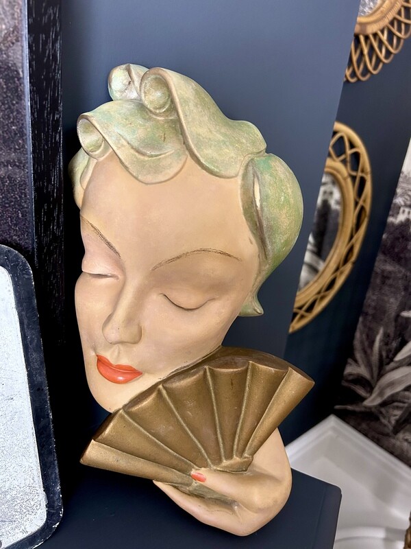 Art Deco 1930’s Original Super Italian Signed G.Leonardi 287 RD. 825797 ‘Tallulah’ Gold Fan Beauty HUGE Scale 14.5”