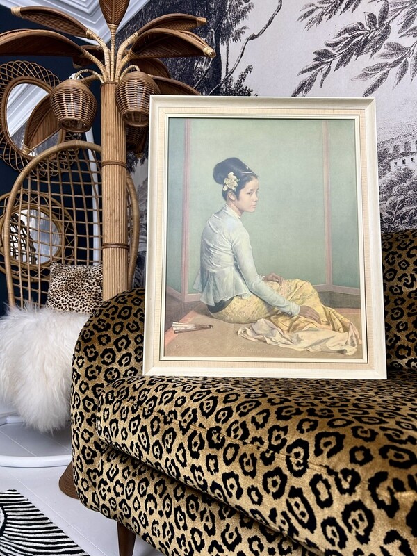 Mid Century Sir Gerald Kelly Large Print The Yellow Tamein Burmese Girl 1963