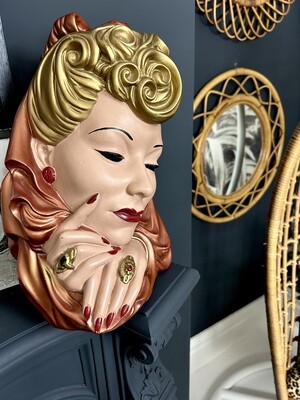 Lucille Gibson Girl Old Hollywood Glamour Forties Style Plaster Wall Mask 15”