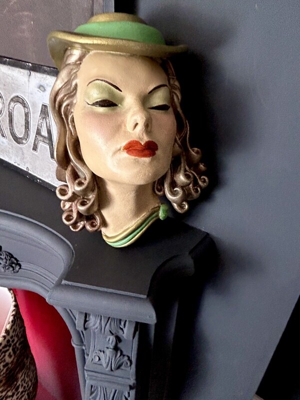 Gibson Girl Old Hollywood Glamour Forties Style Rita Hayworth Plaster Wall Mask 13”