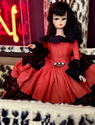 1960’s Sassy Side Eye German Petra Von Plasty Barbie Clone Doll Sewn On Dress