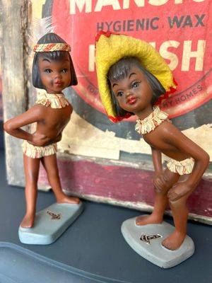 Mid Century1950’s Cortendorf Pottery American Indian Sisters Pair 7”