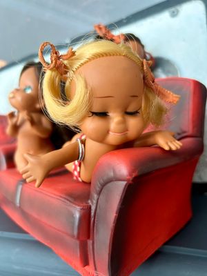 Kitsch 1960’s Sun Bunnies Rare Swimmer Red Polka Blonde Doll Japan