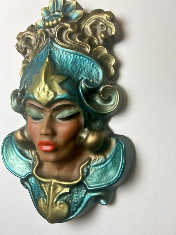 Tretchikoff Style Thai Warrior Queen Huge Heavyweight Plaster Wall Mask 18”