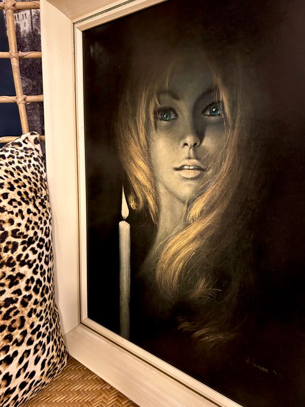 Mid Century Iconic 1967 Stephen Pearson ‘Girl By Candlelight’ Framed Print 24”