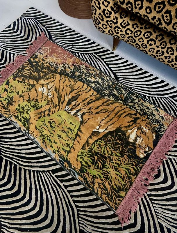 Wild Decor 1970’s Tiger Woven Wall Tapestry Velvet Feel Rug