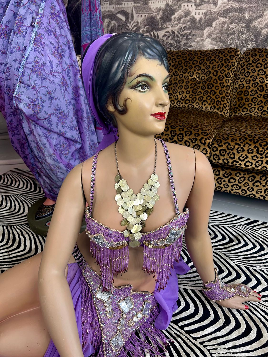 1960’s Bollywood Babe Sculptured Mumbai Sari Plaster Seated Mannequin ASHA