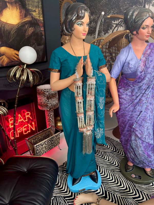 1960’s Bollywood Babe Sculptured Mumbai Sari Plaster Standing Mannequin WAHEEDA