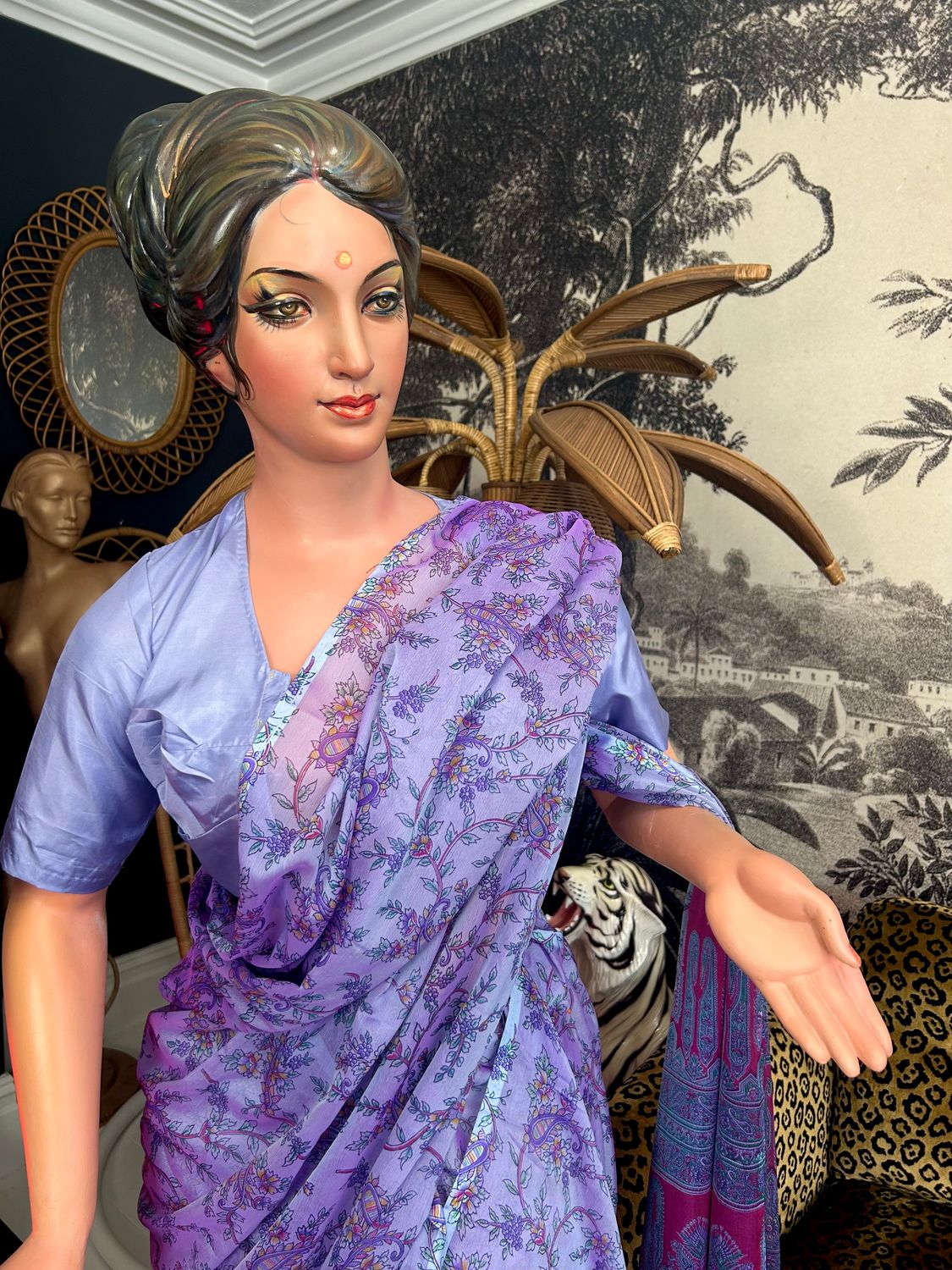 1960’s Bollywood Babe Sculptured Mumbai Sari Plaster Standing Mannequin MEENA