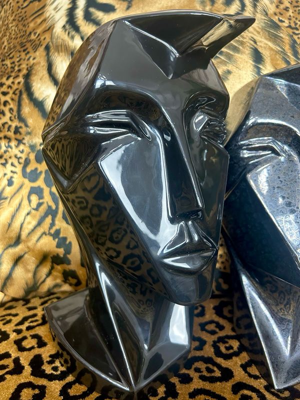 1980’s Reducta London Ceramic Cubist Sculptural Head Art Bust 13”