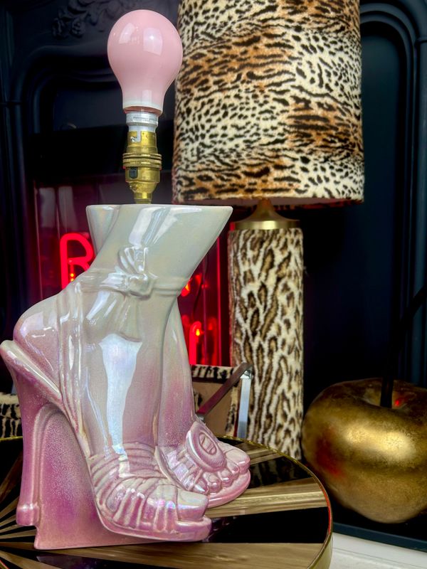 Burlesque Heels 1980’s Sunset Ceramics Maggie Fisher Newlyn Pottery Cornwall Pink Boudoir Lamp