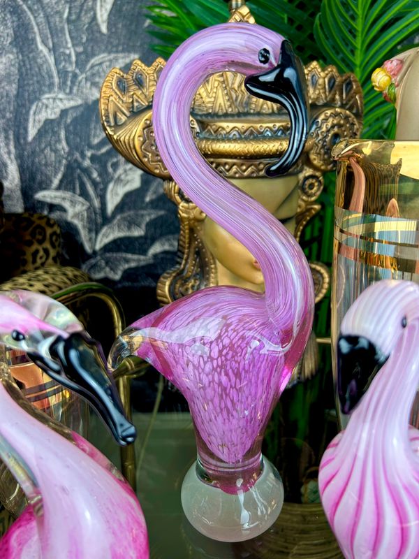Flamingo 1 Murano Style Huge Quality Pink Glass Flamingo Figurine 11.5”