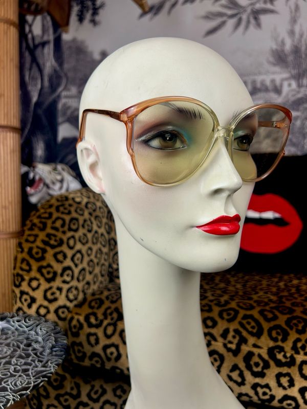 Vintage 1970’s MENRAD Germany Transparent Orange Oversized Woman’s Tinted Sunglasses