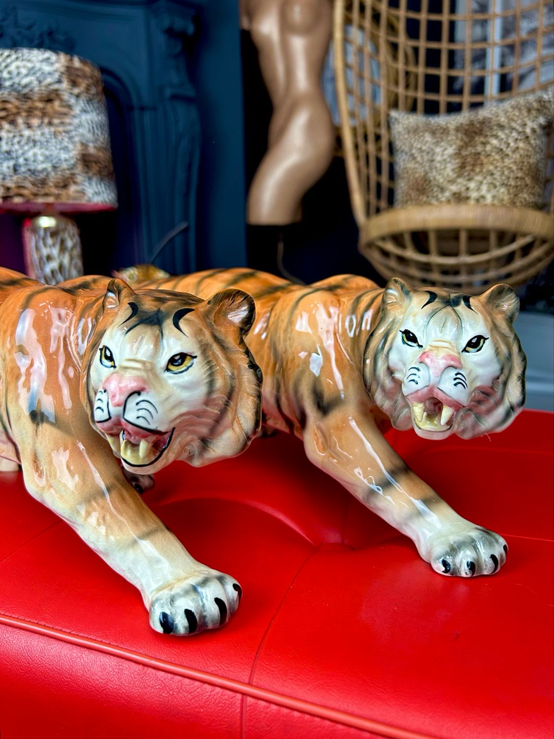 Mid Century 1950’s Melbaware Pottery England Large Bengal Tiger 17” Mid Century 1950’s Melbaware Pottery England Large Bengal Tiger 17”