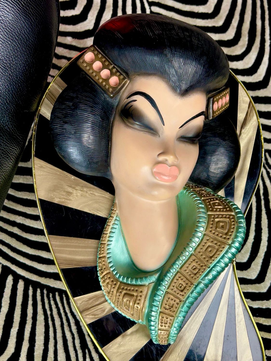 Mid Century Original Huge Oriental Geisha Tretchikoff Era Chalkware Wall Mask 14” Mid Century Original Huge Oriental Geisha Tretchikoff Era Chalkware Wall Mask 14”