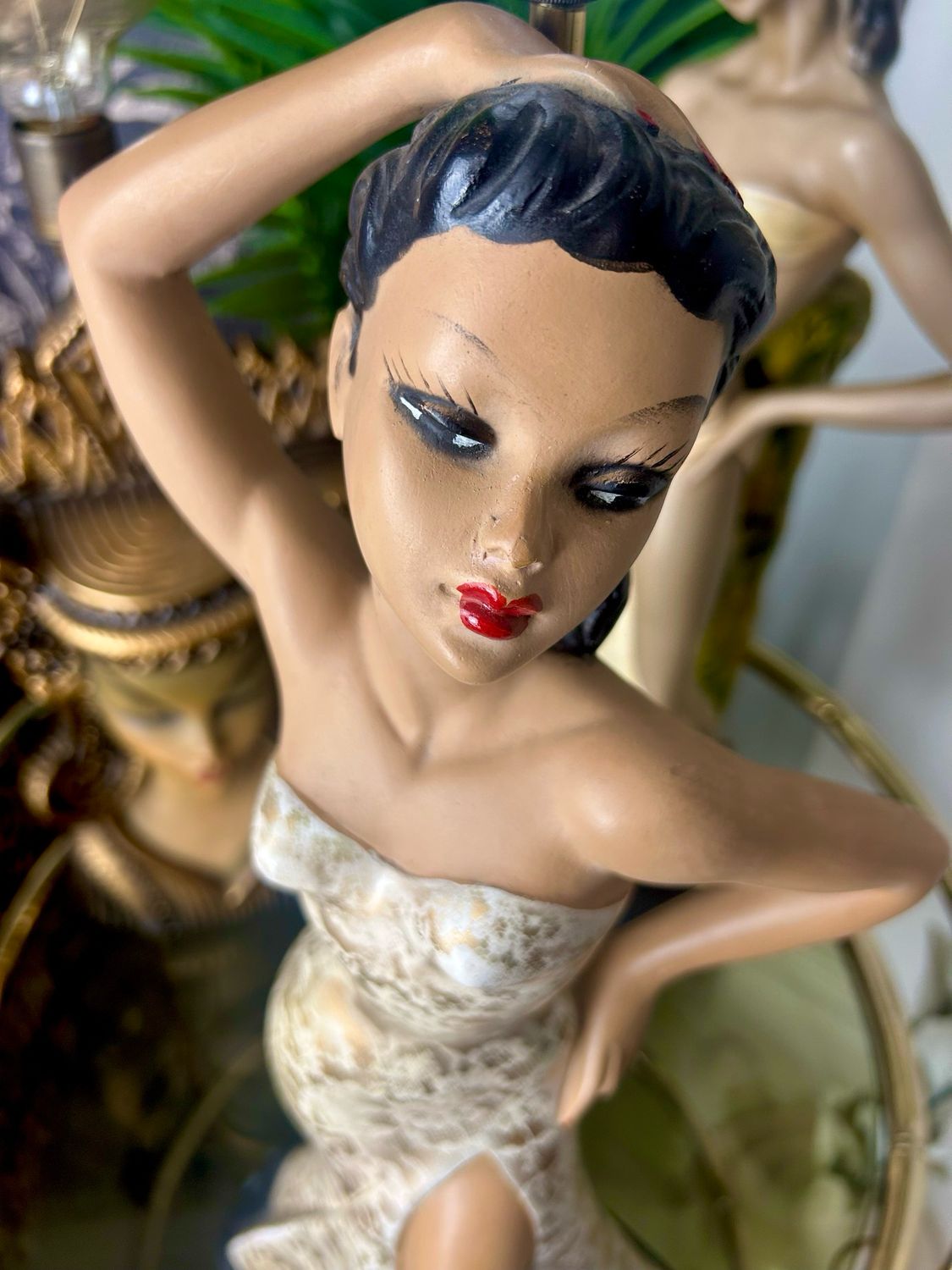 Mid Century 1960’s Nieri Spanish Stunner ‘Lolita’ Full Bodied Chalkware Girl Lamp 22”