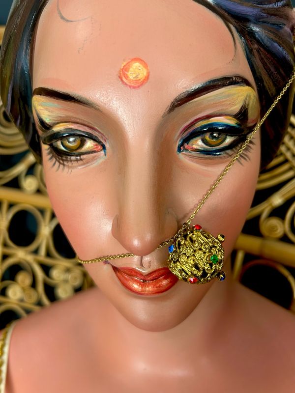 Vintage 1930’s Art Deco Style Jewellery Filigree Large Orb Pendant Costume Rhinestones