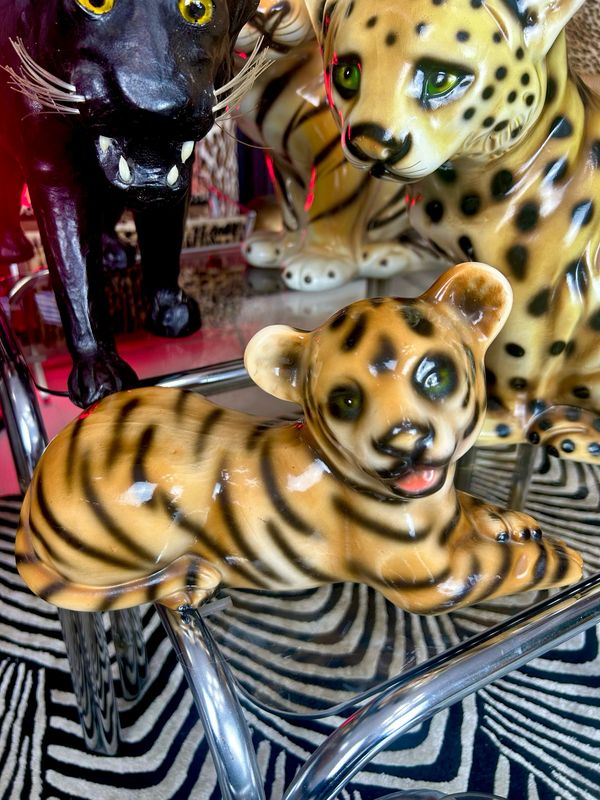 Wild Decor Mid Century Hollywood Regency 1970’s Ceramic Leopard Cub