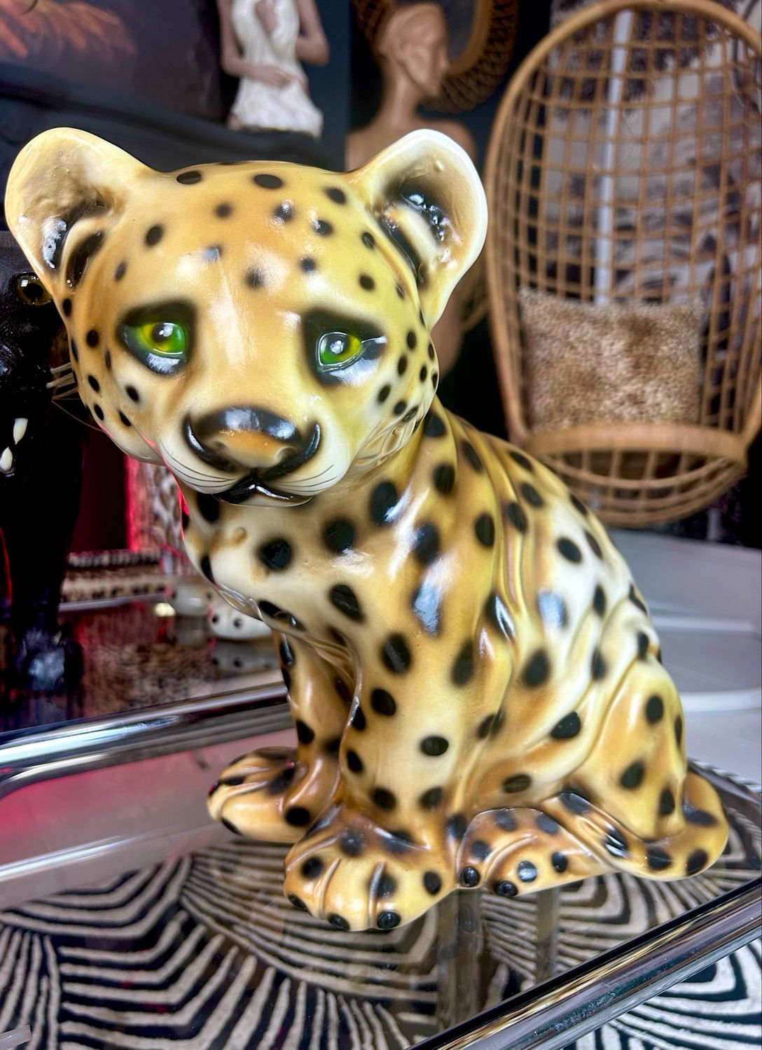 Mid Century 1970’s Hollywood Regency Large Ceramic Leopard Cub Mid Century 1970’s Hollywood Regency Large Ceramic Leopard Cub