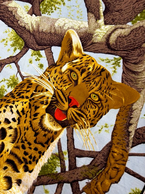1980’s Textiles Leopard Bossa Brushed Cotton Wall Tapestry/Rug/Throw 63”x39”