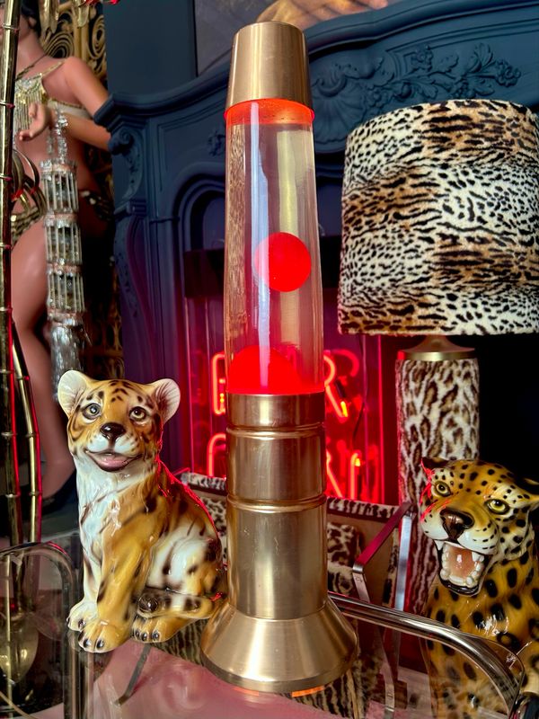 Vintage 1960s/70s Rare Collectable Hunter Sata-Lite Copper Red Lava Lamp 17.5”