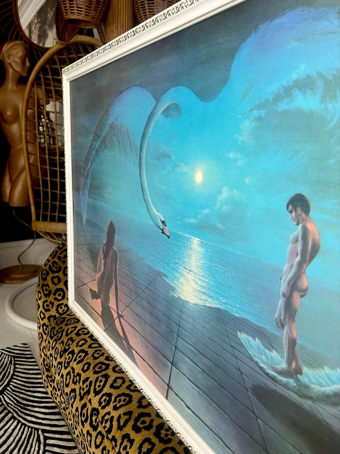1970’s Original Iconic Erotic Fantasy ‘Wings Of Love’ Stephen Pearson Framed Print 38.5”x26.5”