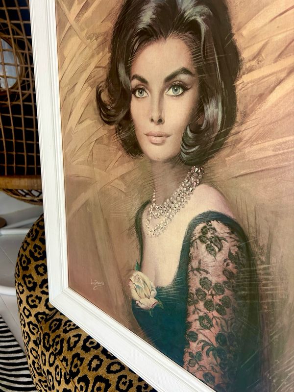 1960’s Iconic RARE Stunner ‘Nicola’ Louis Shabner HUGE Framed Print 24.5”x 28.5”