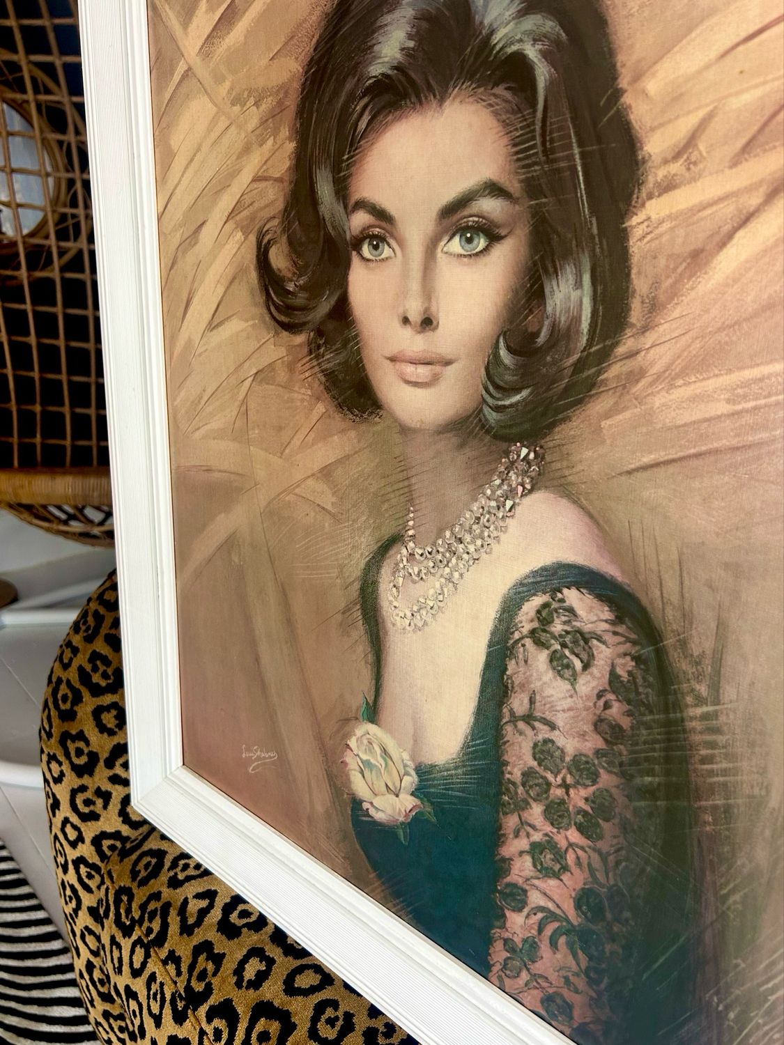 1960’s Iconic RARE Stunner ‘Nicola’ Louis Shabner HUGE Framed Print 24.5”x 28.5”
