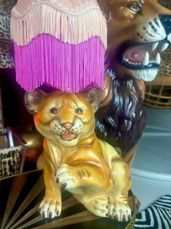 Vintage Cutsie Tiger Cub Reworked Table Lamp 19”