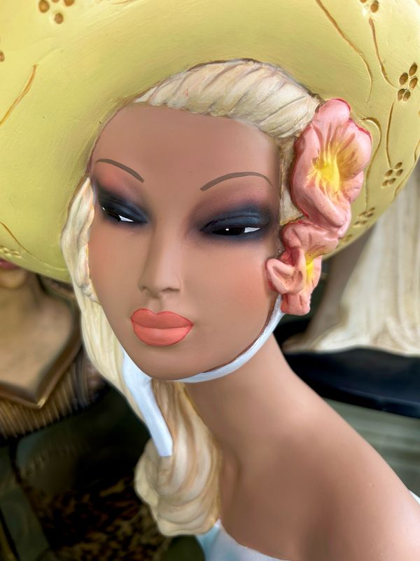 Mid Century 1960’s Sassy Side Eye Chalkware Lady Lamp By Girolami & Barsetti Reg 903431