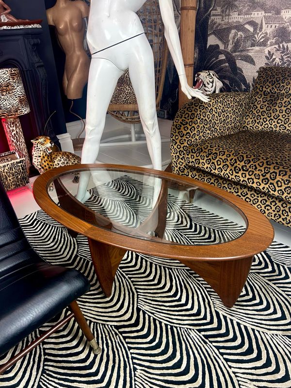 Mid Century Iconic Design G Plan Astro Oval Teak Coffee Table Original Glass Insert Victor Wilkins