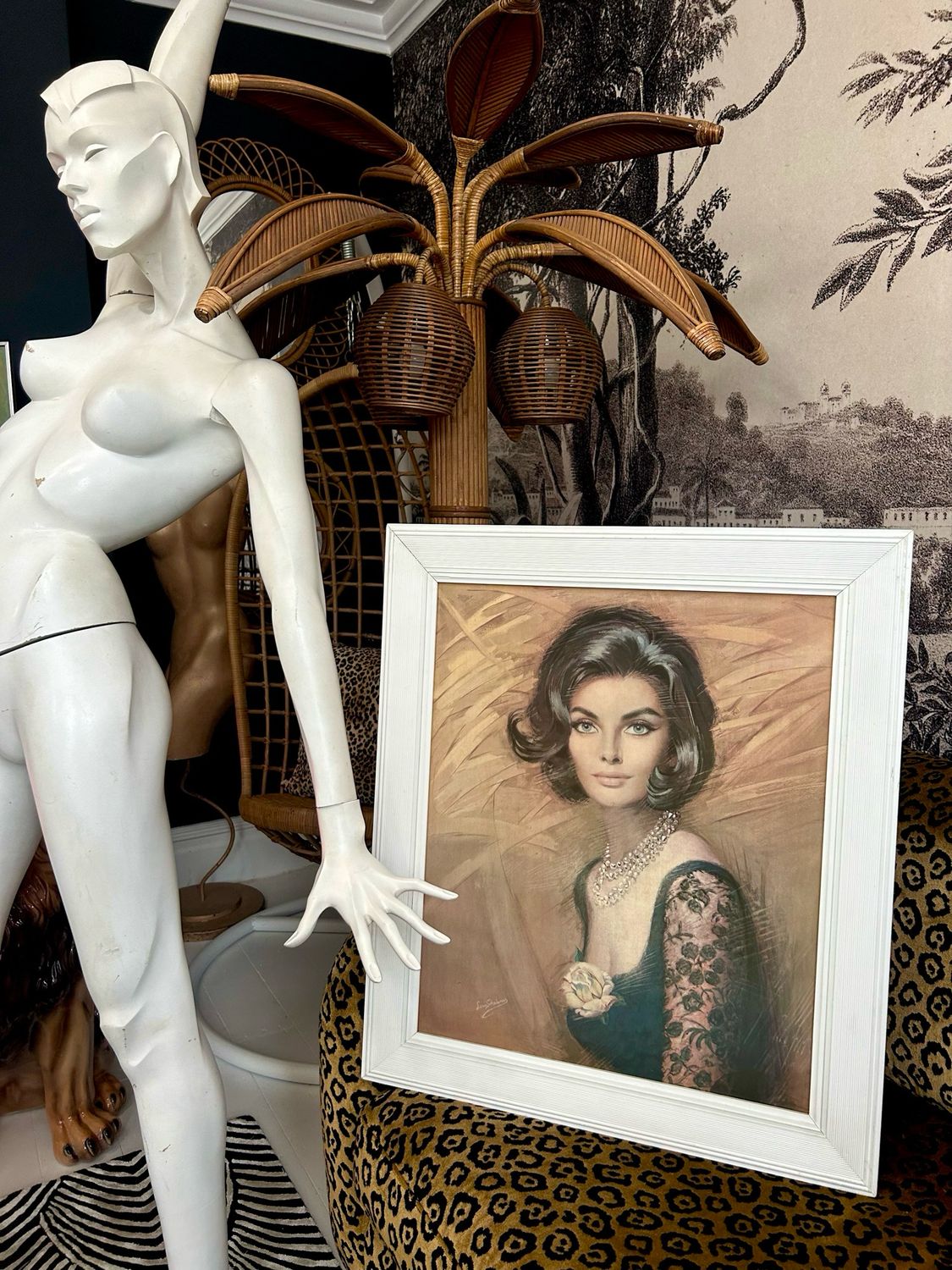 1960’s Iconic Bond Girl “Nicola” Louis Shabner Framed Print 24.5”x 28.5”