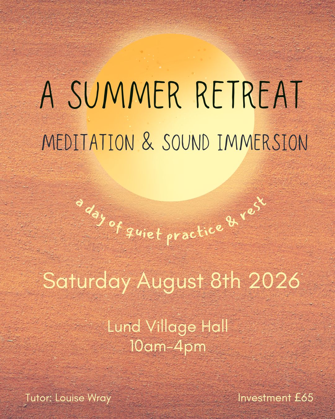 Summer Retreat at Lund Village Hall, Sat 08 Aug 2026