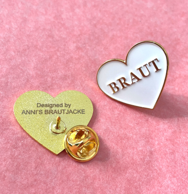 Ansteck-Pin &quot;Braut&quot; Herzform