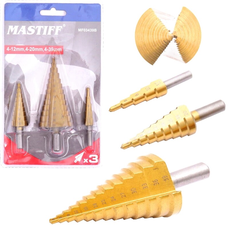 high speed step drill bit set
