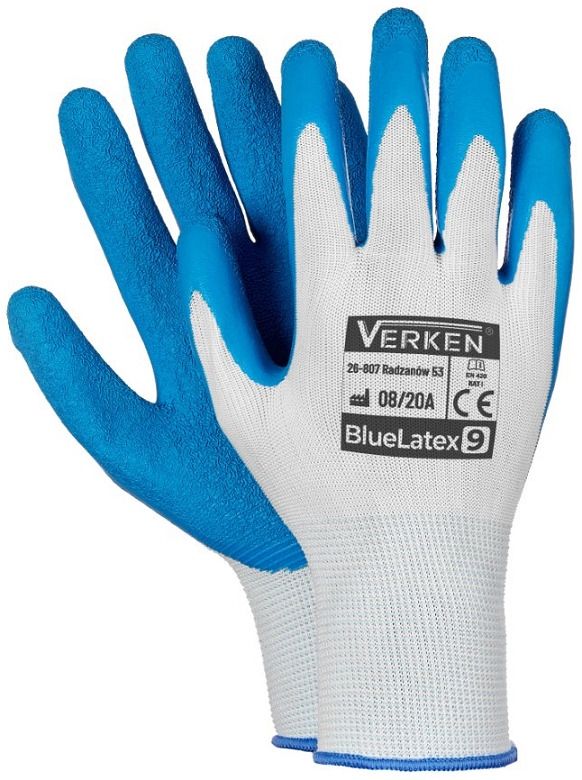 Working Gloves blue latex 4 pairs size 9